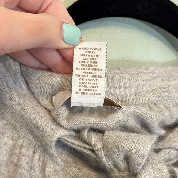 Lucy & Laurel Sweater Cardigan M Knitted Tie Collar Angora Wool 3/4 Sleeve Gray - Picture 7 of 8